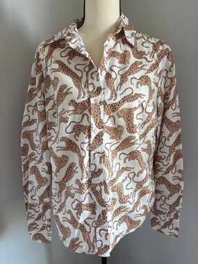 BODEN Leopard Print Button-Up Shirt